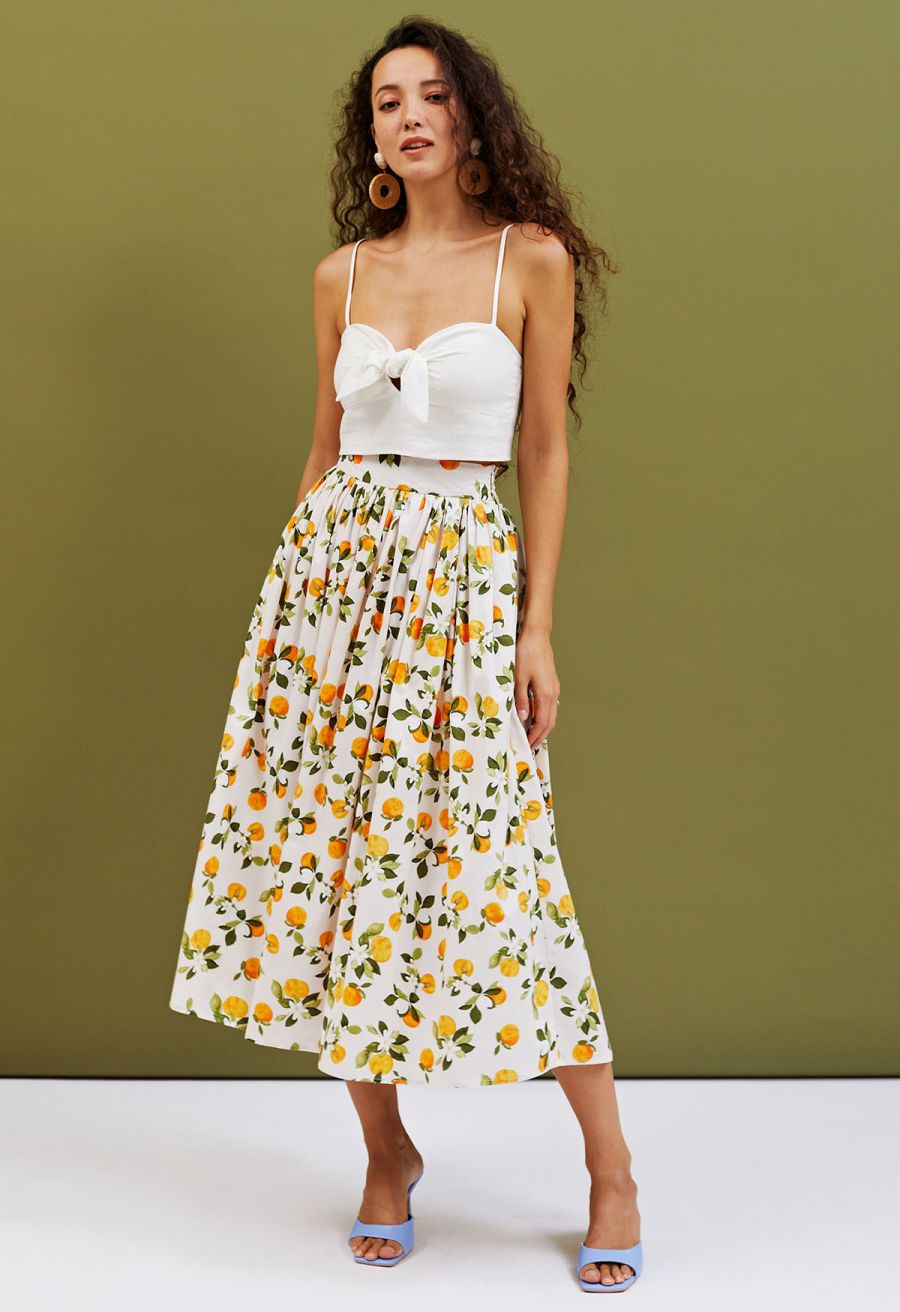 Tie Knot Cami Crop Top in White