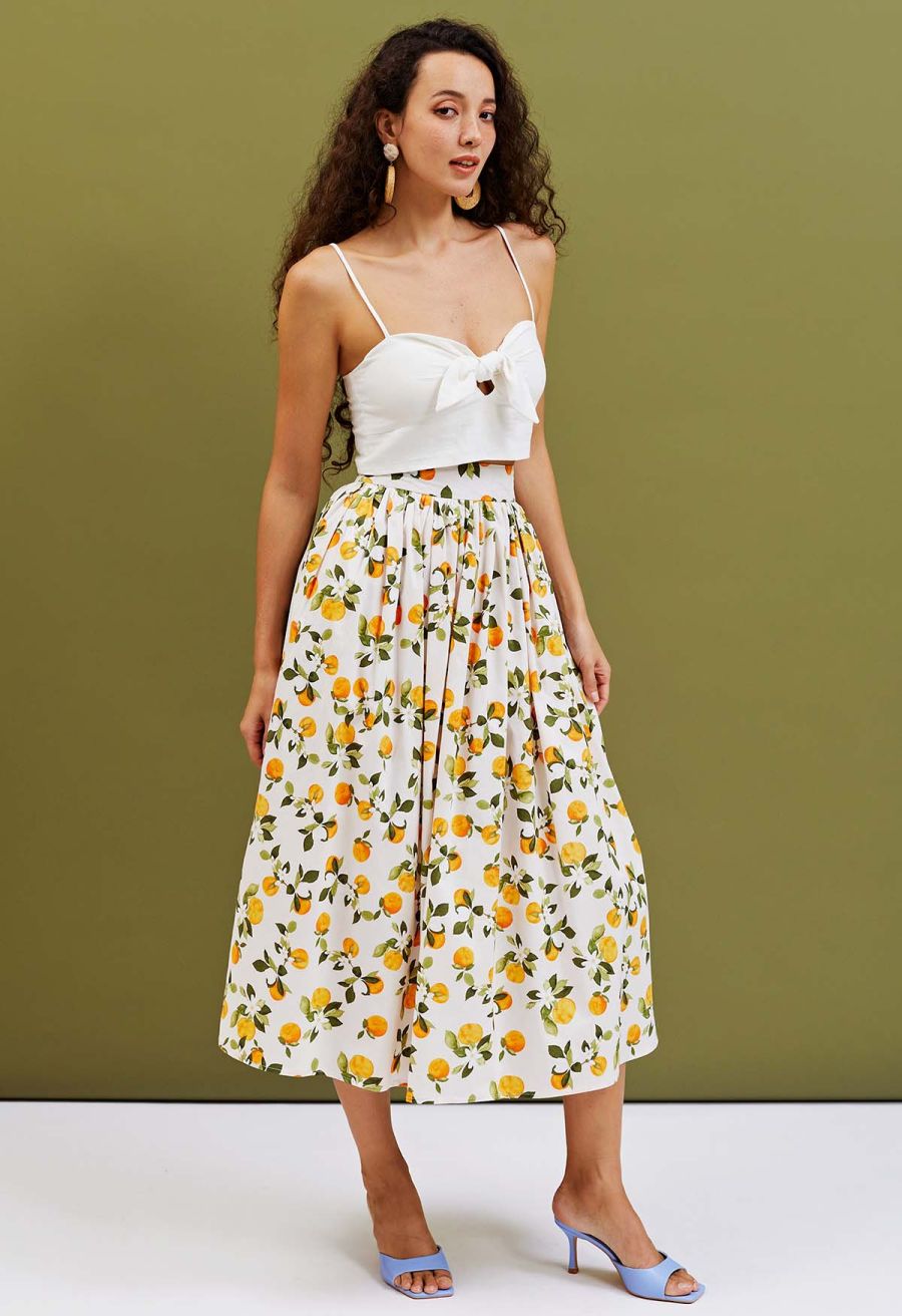 Tie Knot Cami Crop Top in White