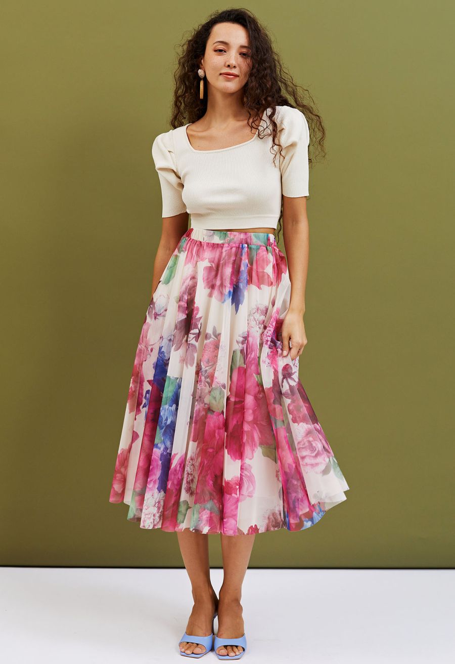 Dancing in Flowers Double-Layered Mesh Tulle Skirt