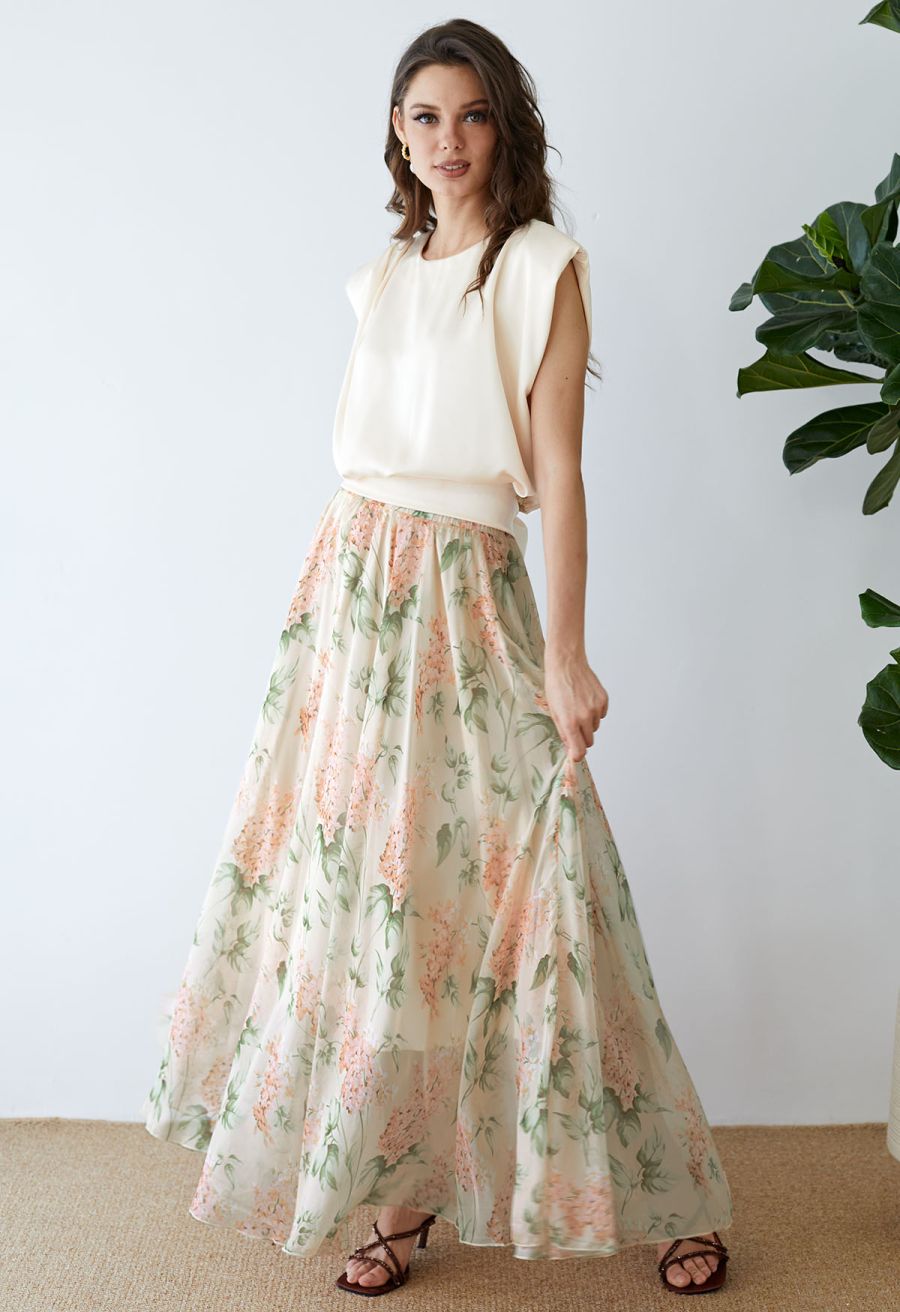 Blooming Hyacinth Watercolor Maxi Skirt