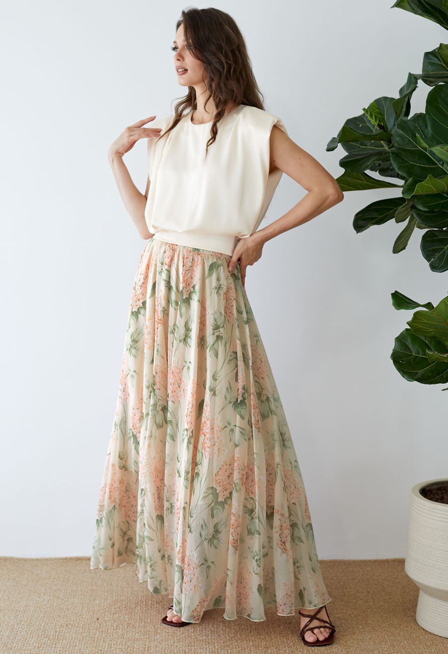 Blooming Hyacinth Watercolor Maxi Skirt