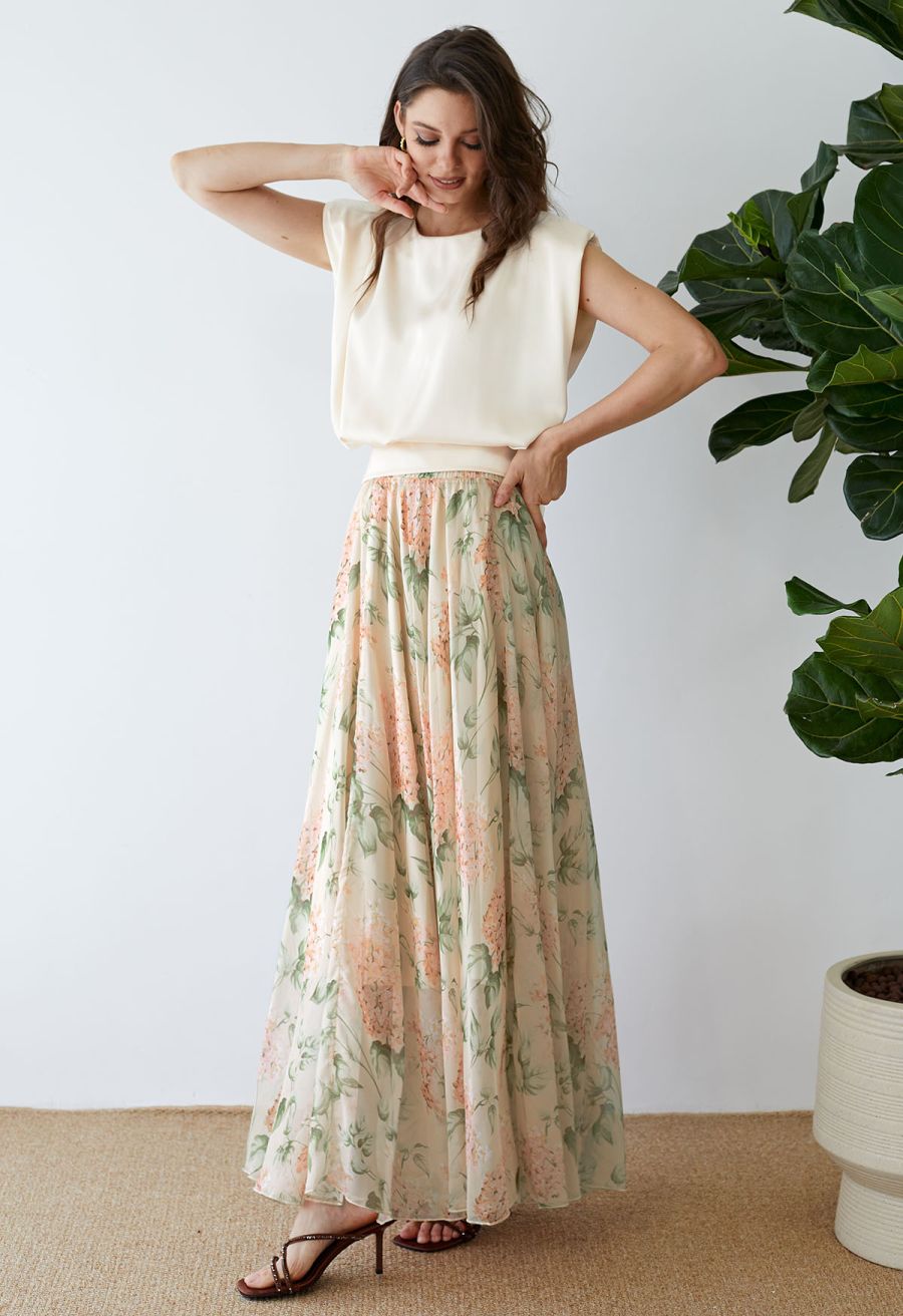 Blooming Hyacinth Watercolor Maxi Skirt