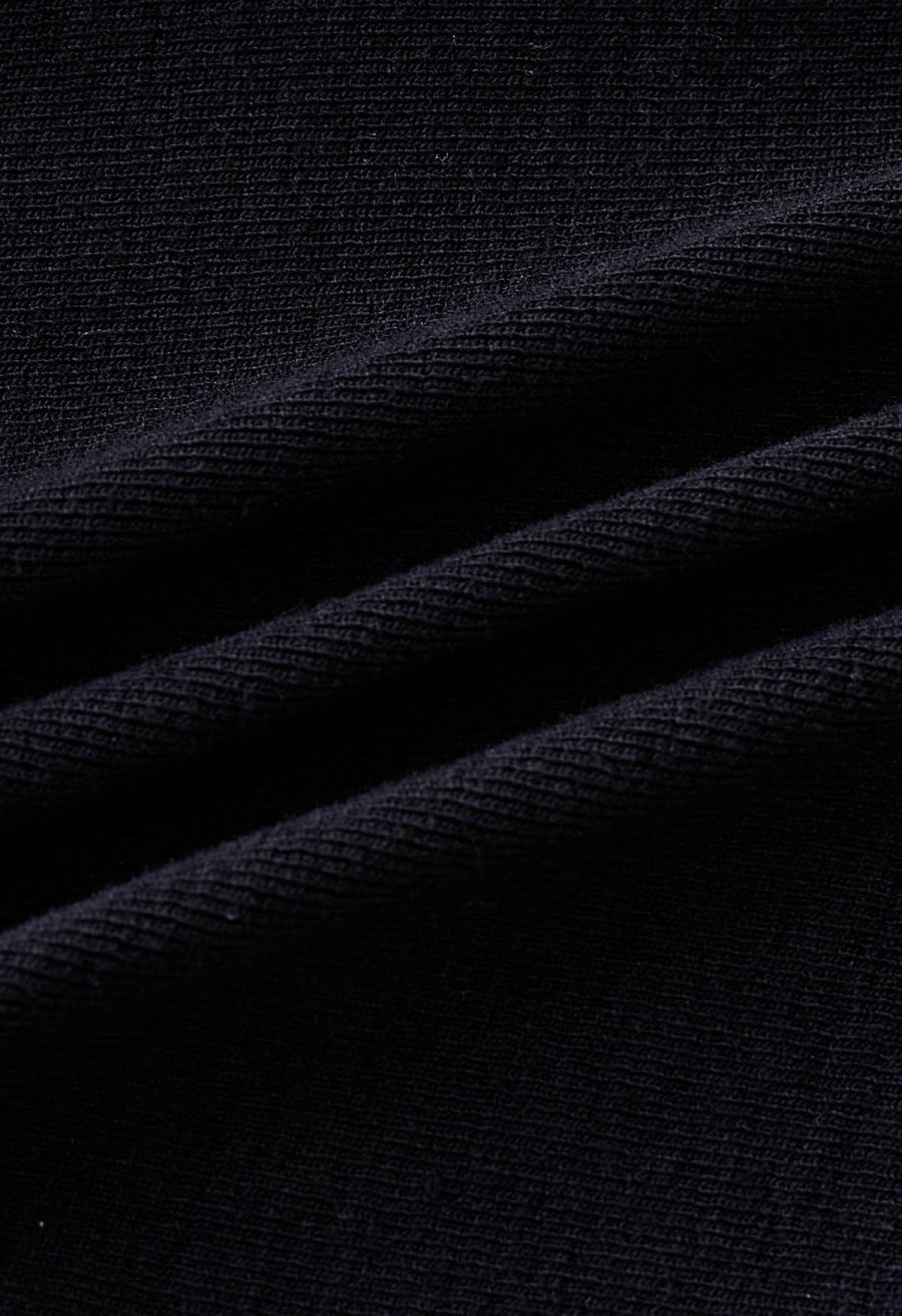 Ruched Waist Faux-Wrap Top in Black