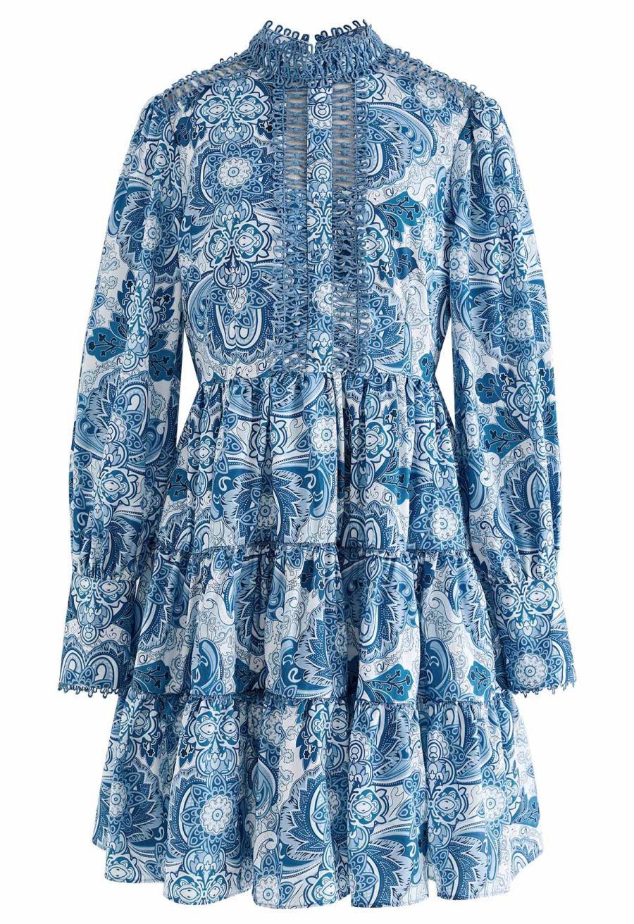 Eternal Paisley Cutwork Lace Frilling Dress