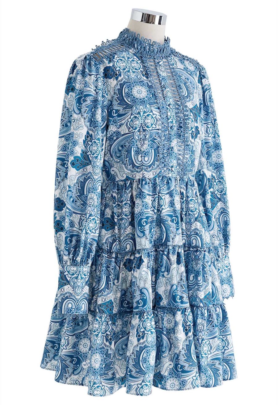 Eternal Paisley Cutwork Lace Frilling Dress