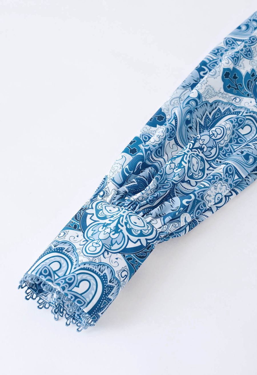 Eternal Paisley Cutwork Lace Frilling Dress