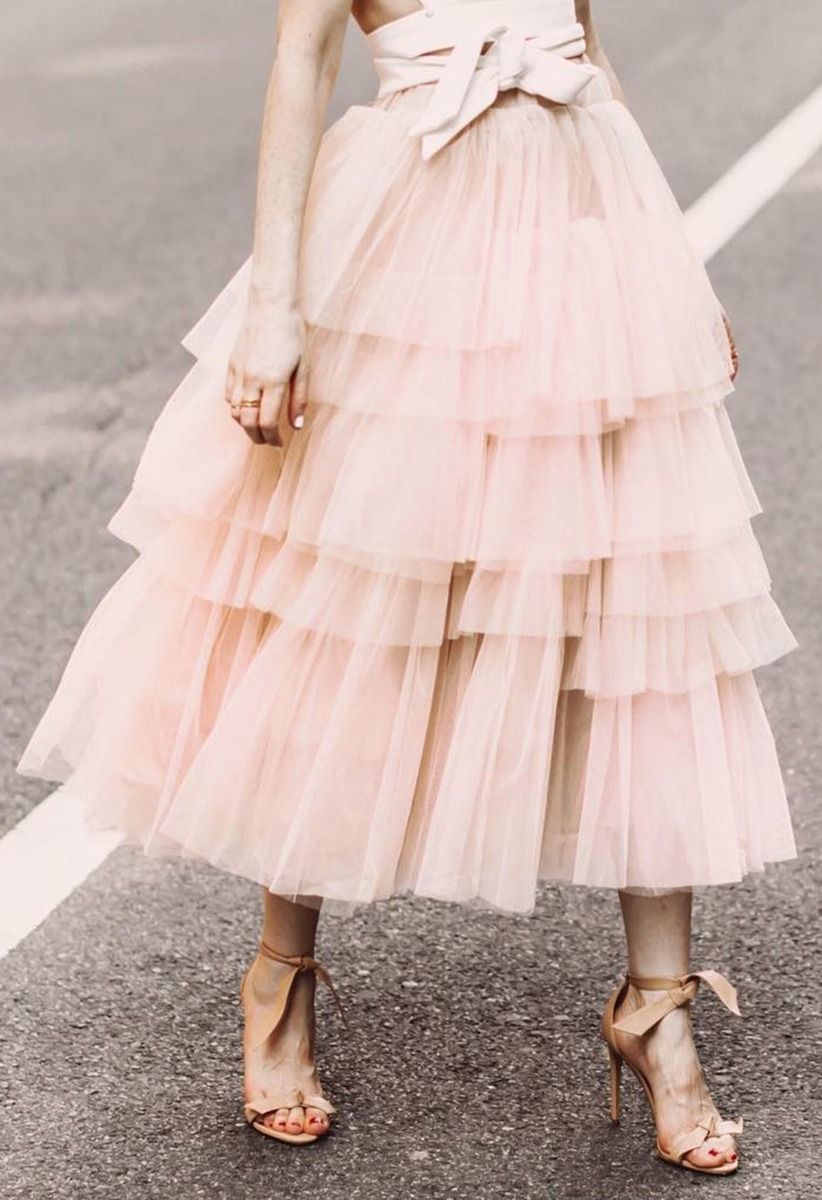 Love Me More Layered Tulle Skirt in Nude Pink