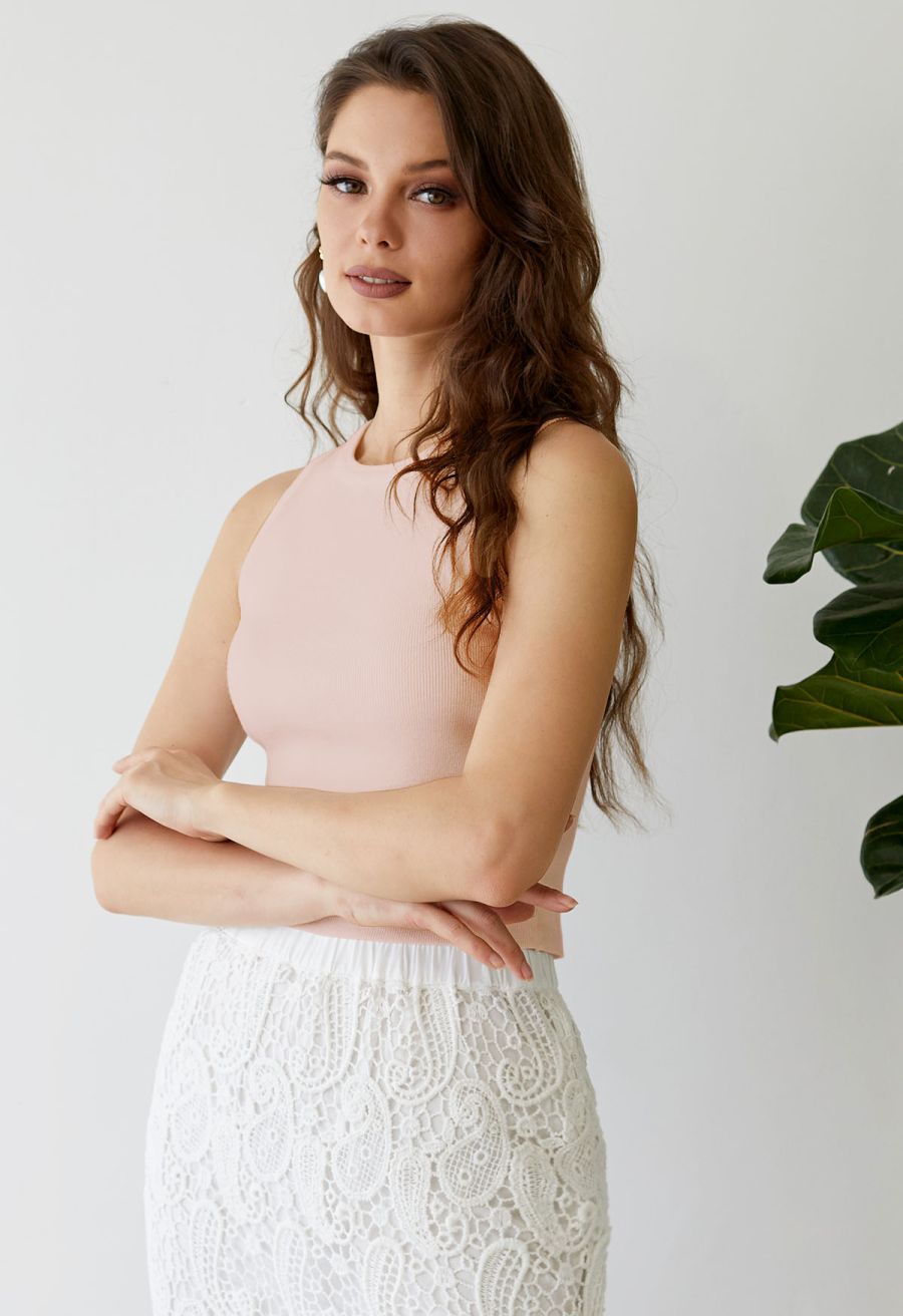 Lithesome Comfort Knit Tank Top in Pink
