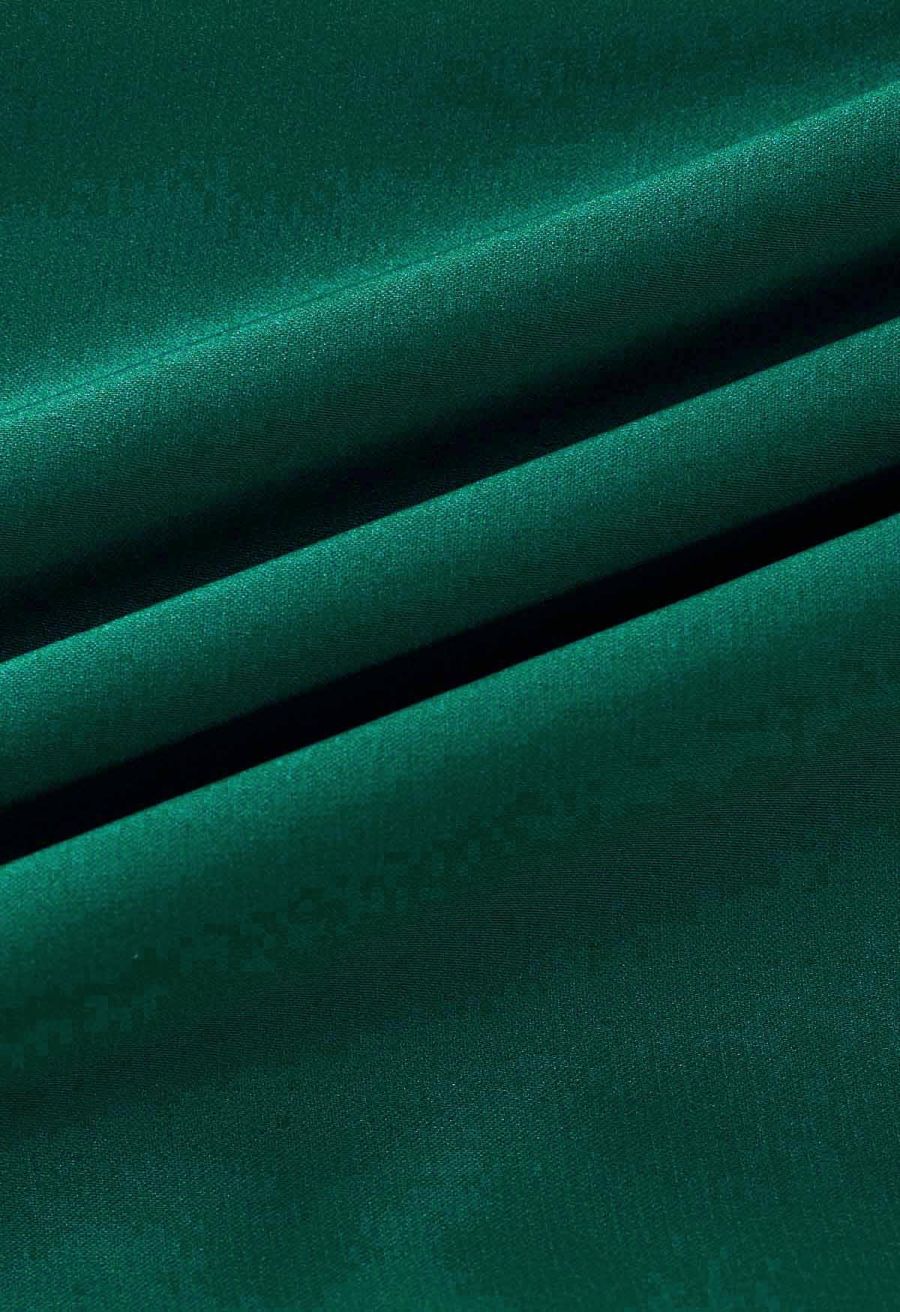Satin Asymmetric Ruched Neckline Sleeveless Playsuit in Dark Green