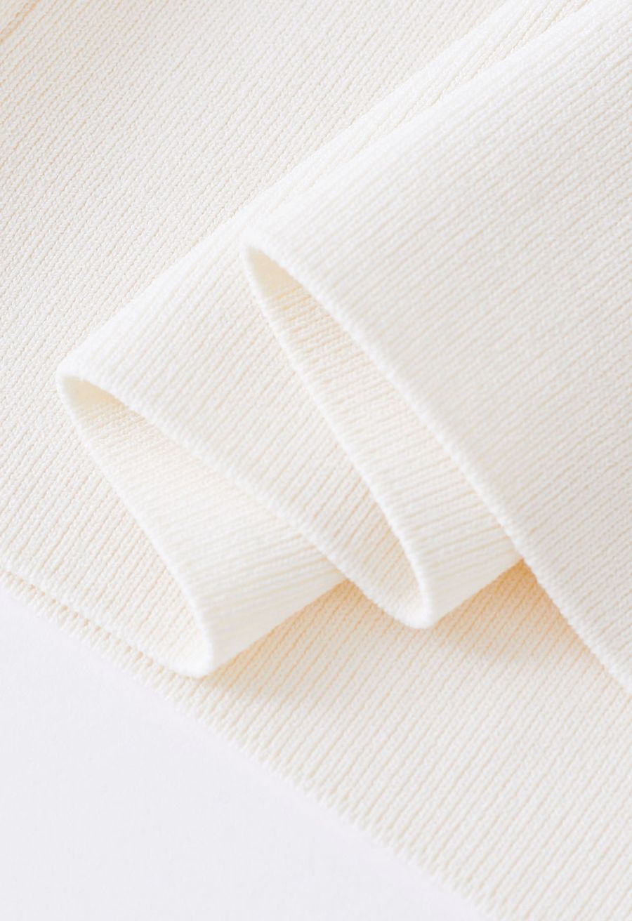 V-Neck Rib Cami Crop Top in Ivory