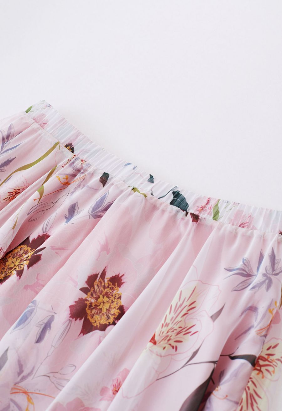 Blushing Blooms Chiffon Maxi Skirt