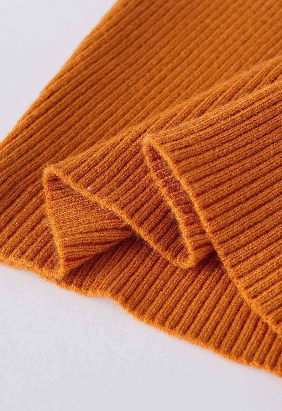 Criss Cross Straps Halter Knit Top in Orange