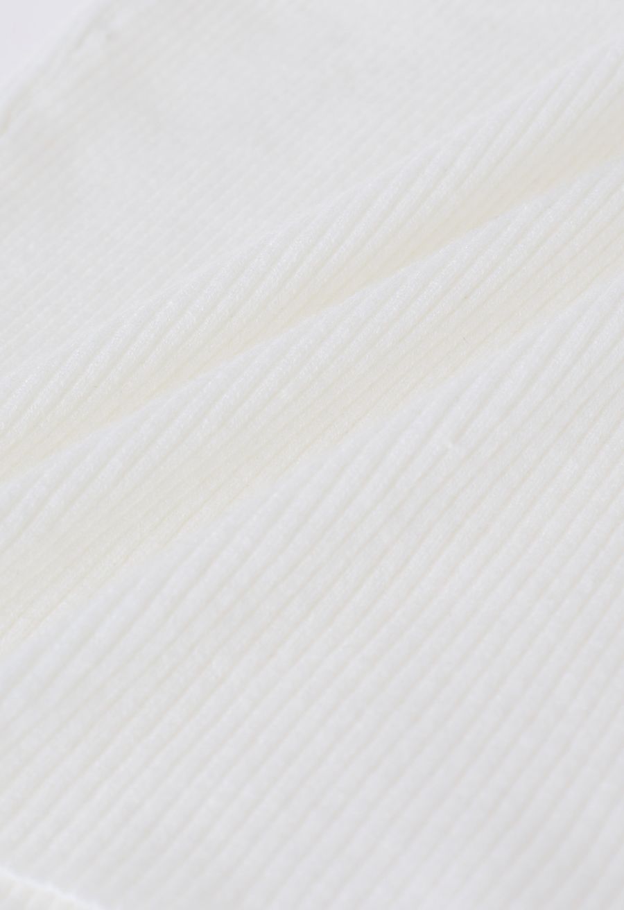 Criss Cross Straps Halter Knit Top in White