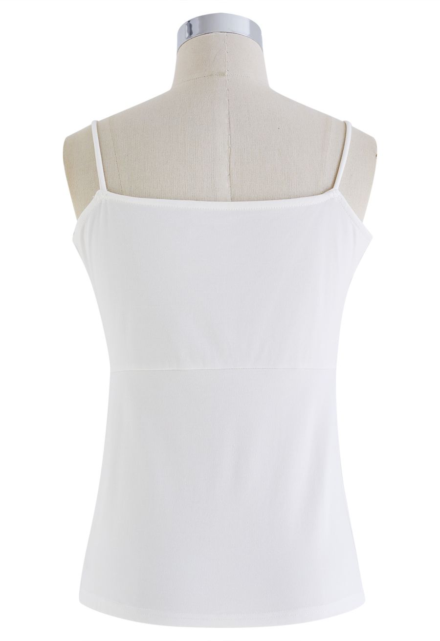 Pleated Front Cami Top in White