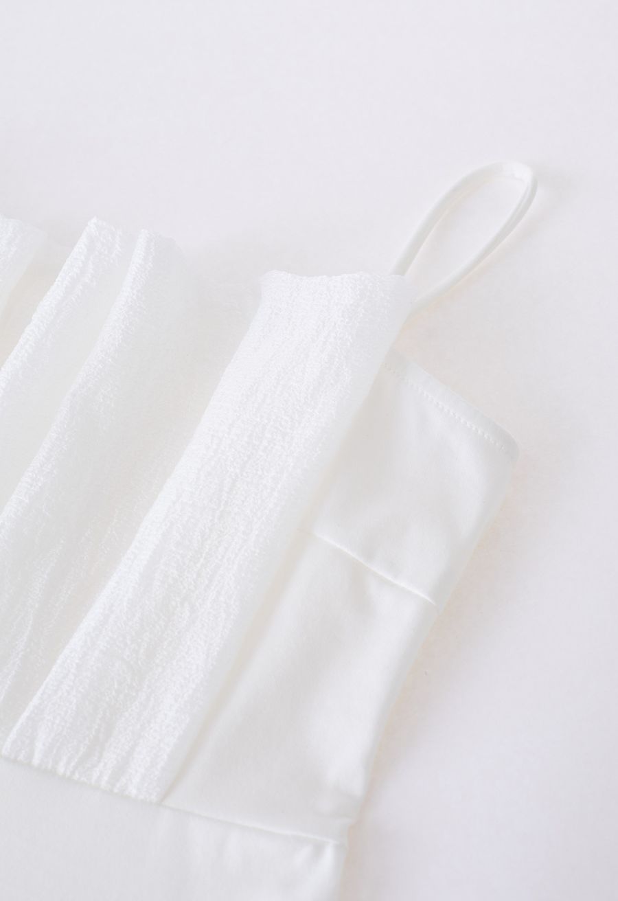 Pleated Front Cami Top in White