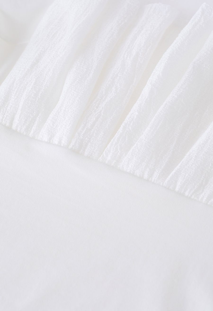 Pleated Front Cami Top in White