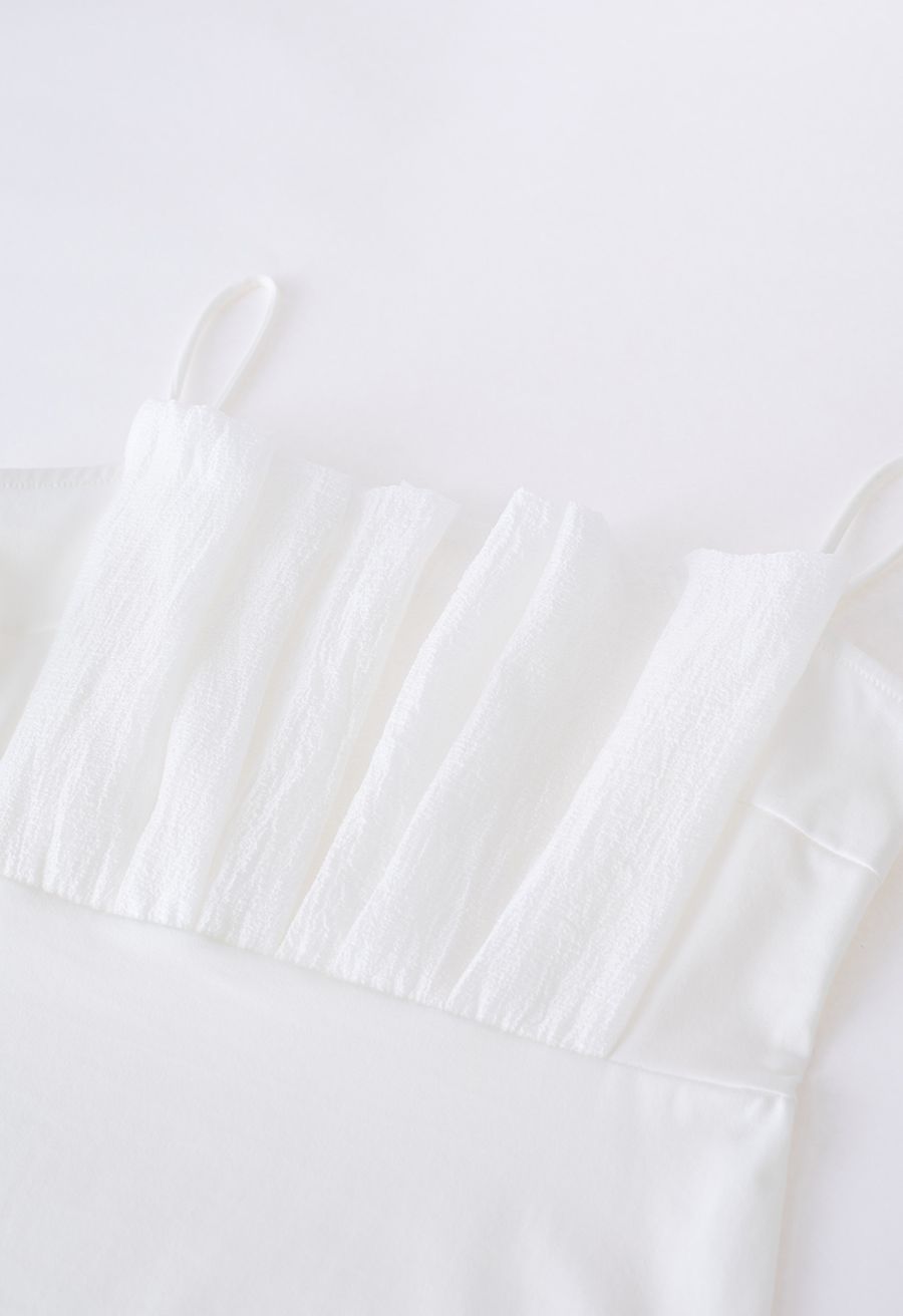 Pleated Front Cami Top in White