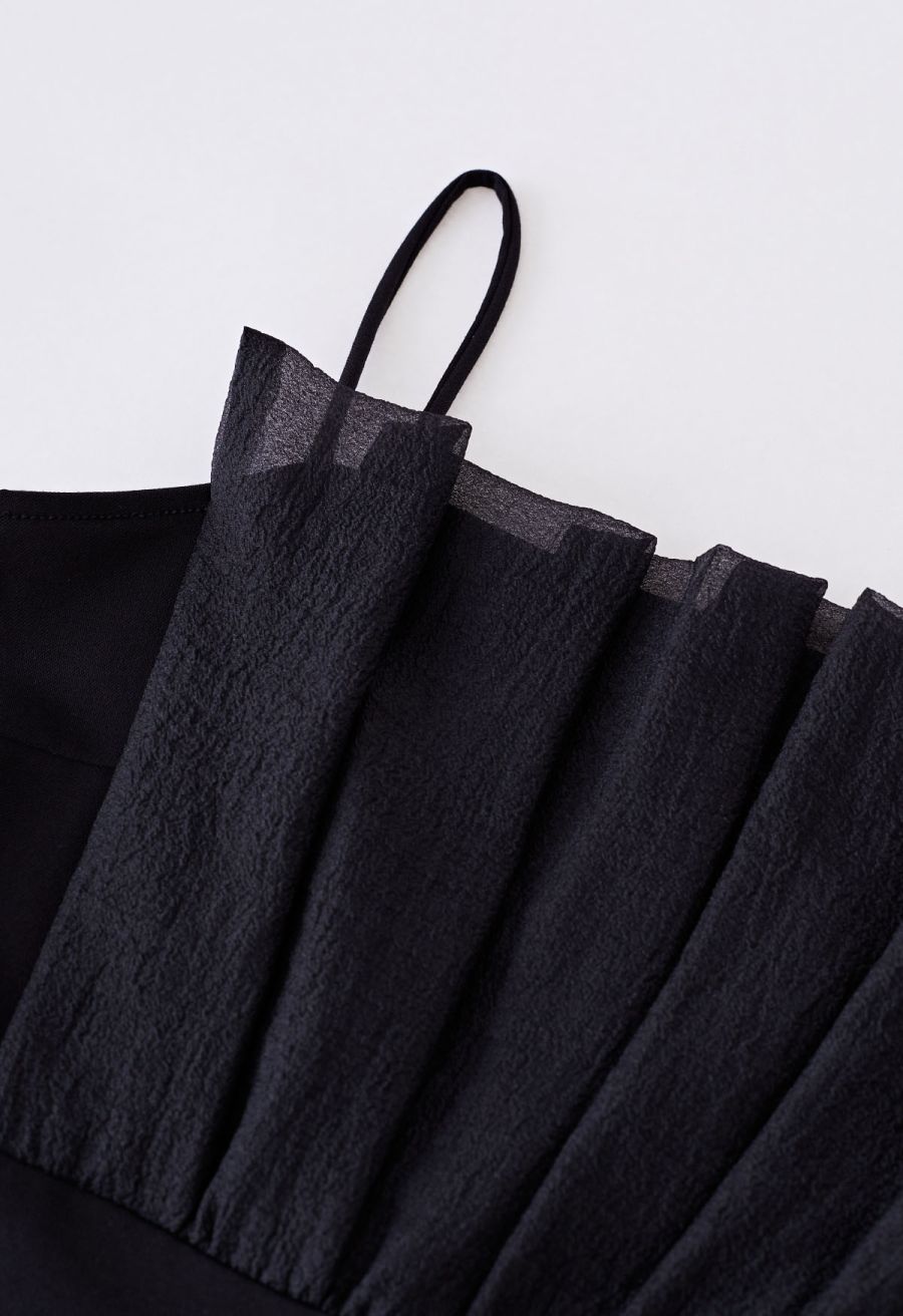 Pleated Front Cami Top in Black