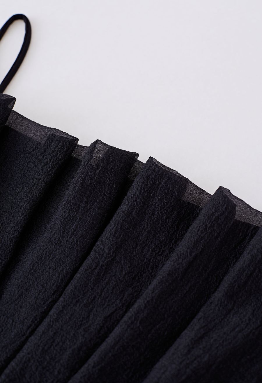 Pleated Front Cami Top in Black