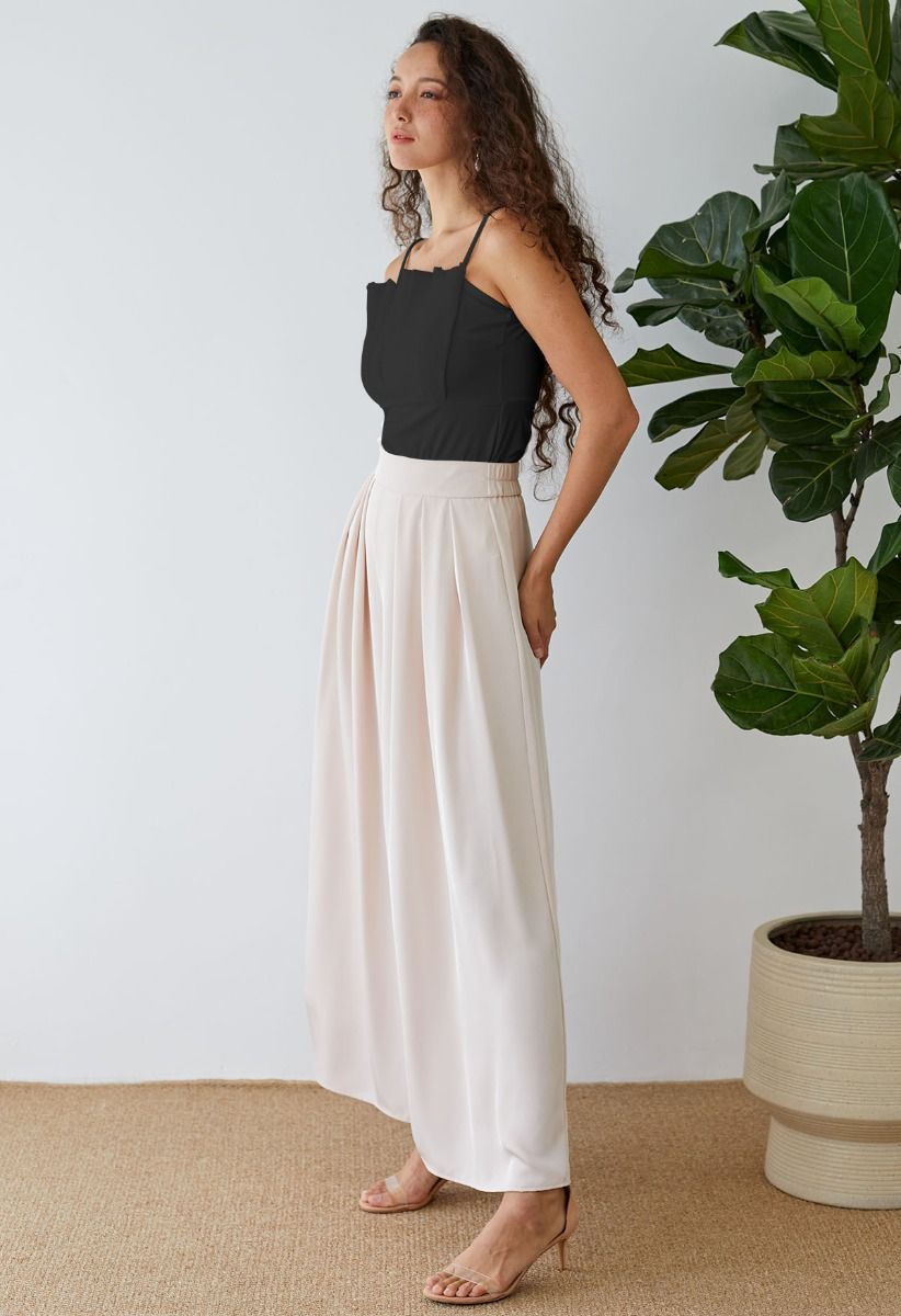 Pleated Front Cami Top in Black