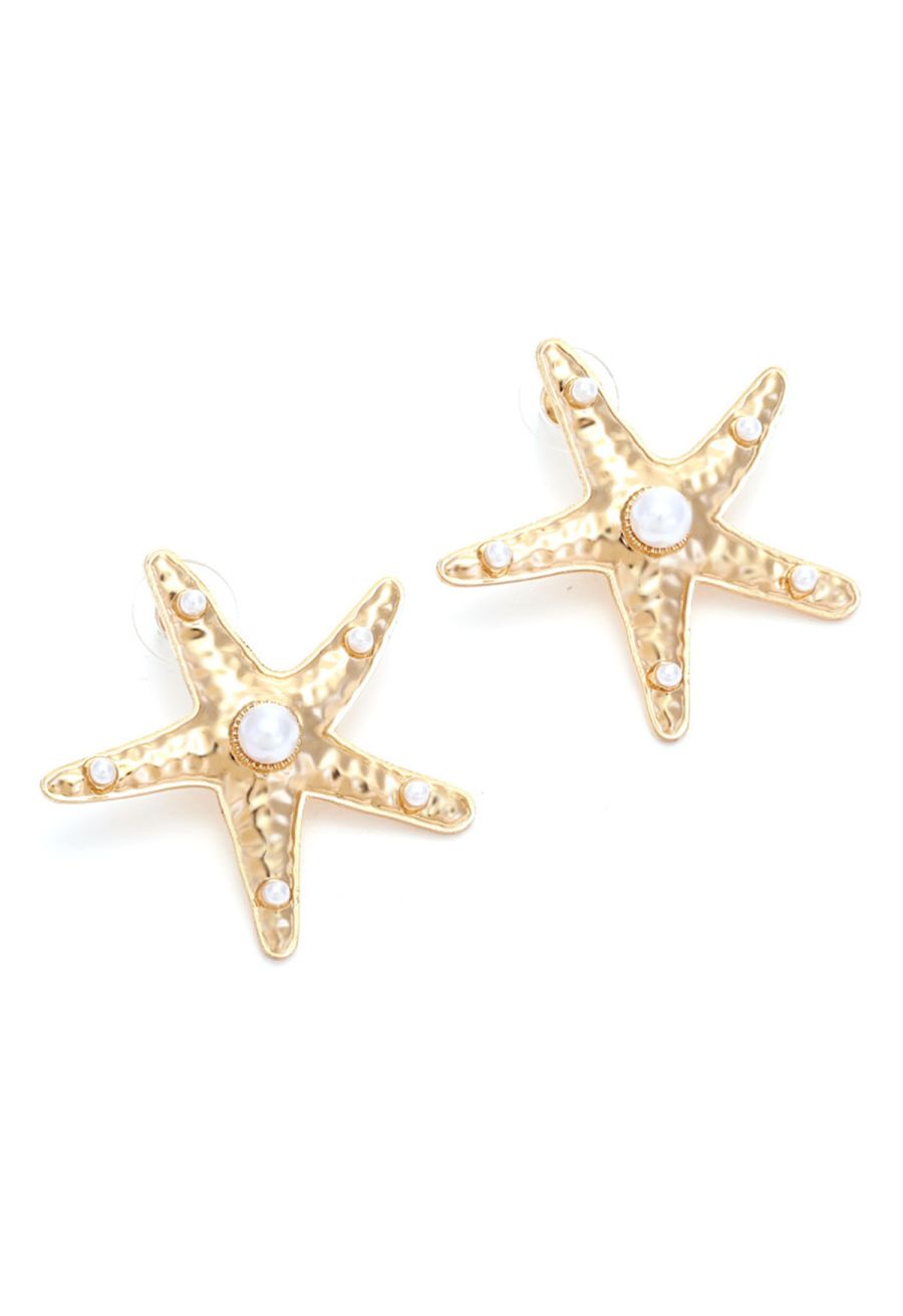 Pearl Decor Starfish Earrings