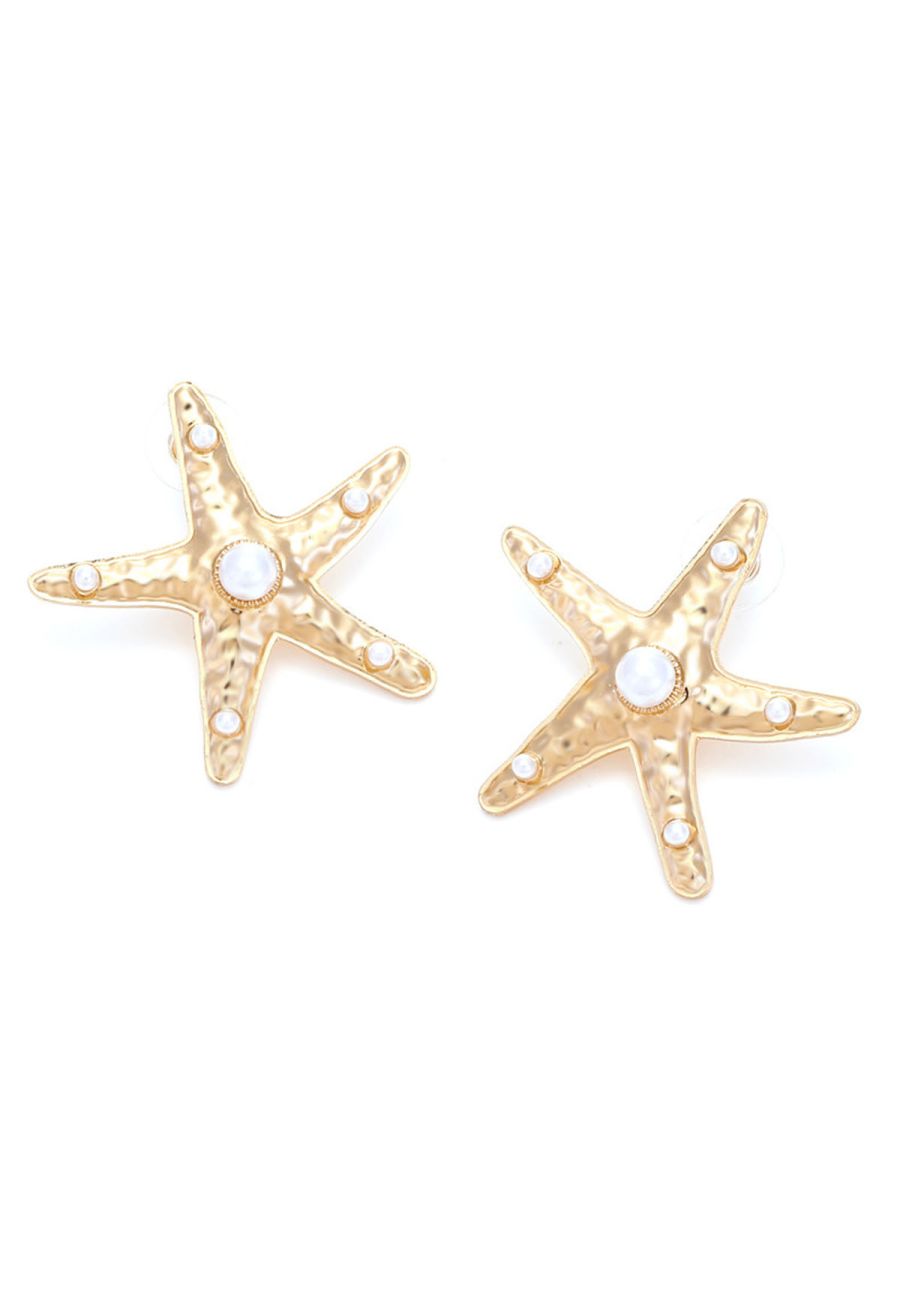 Pearl Decor Starfish Earrings