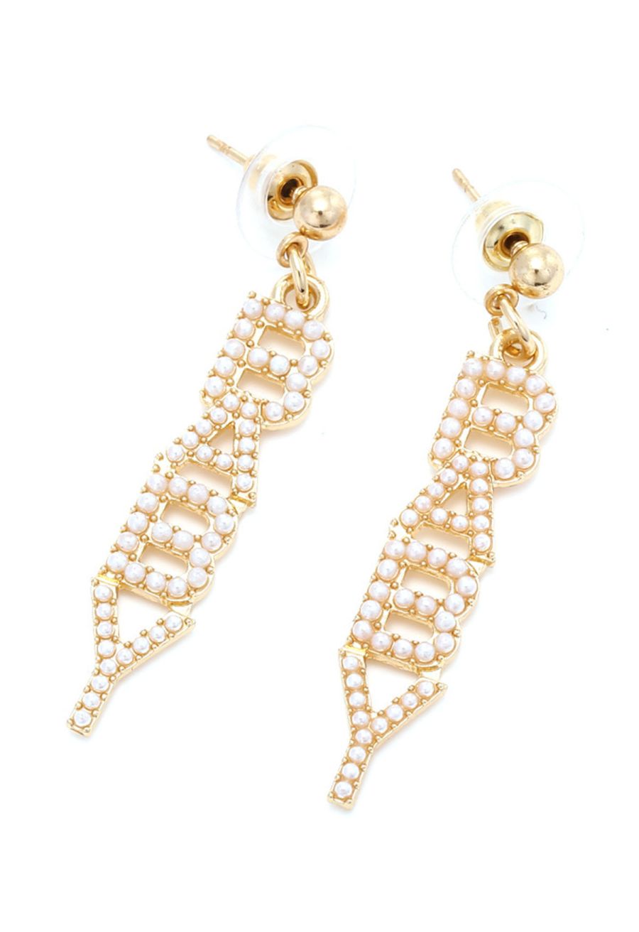 BABY Letters Pearly Drop Earrings in Ivory