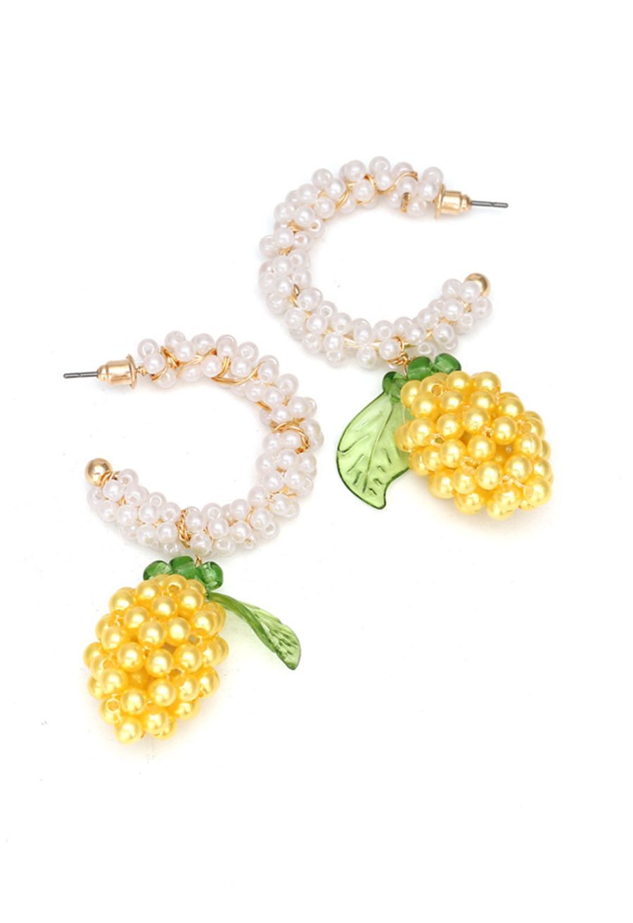 Pearly C-Shape Lemon Drop Earrings