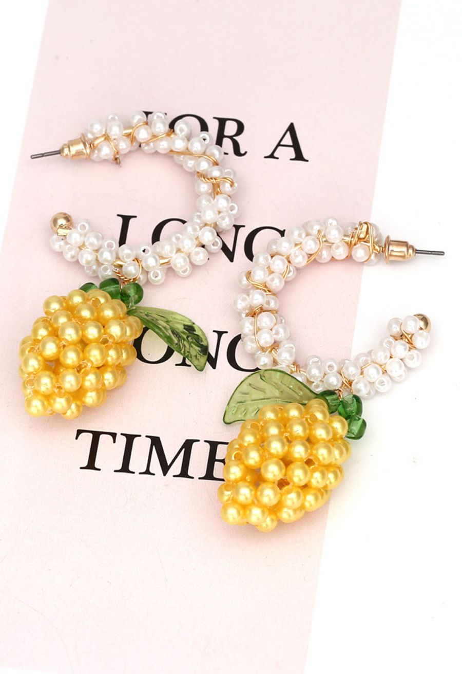 Pearly C-Shape Lemon Drop Earrings