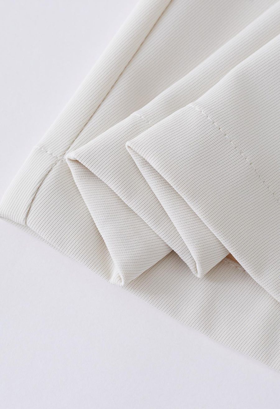 Sleek Belted Straight-Leg Pants in Ivory