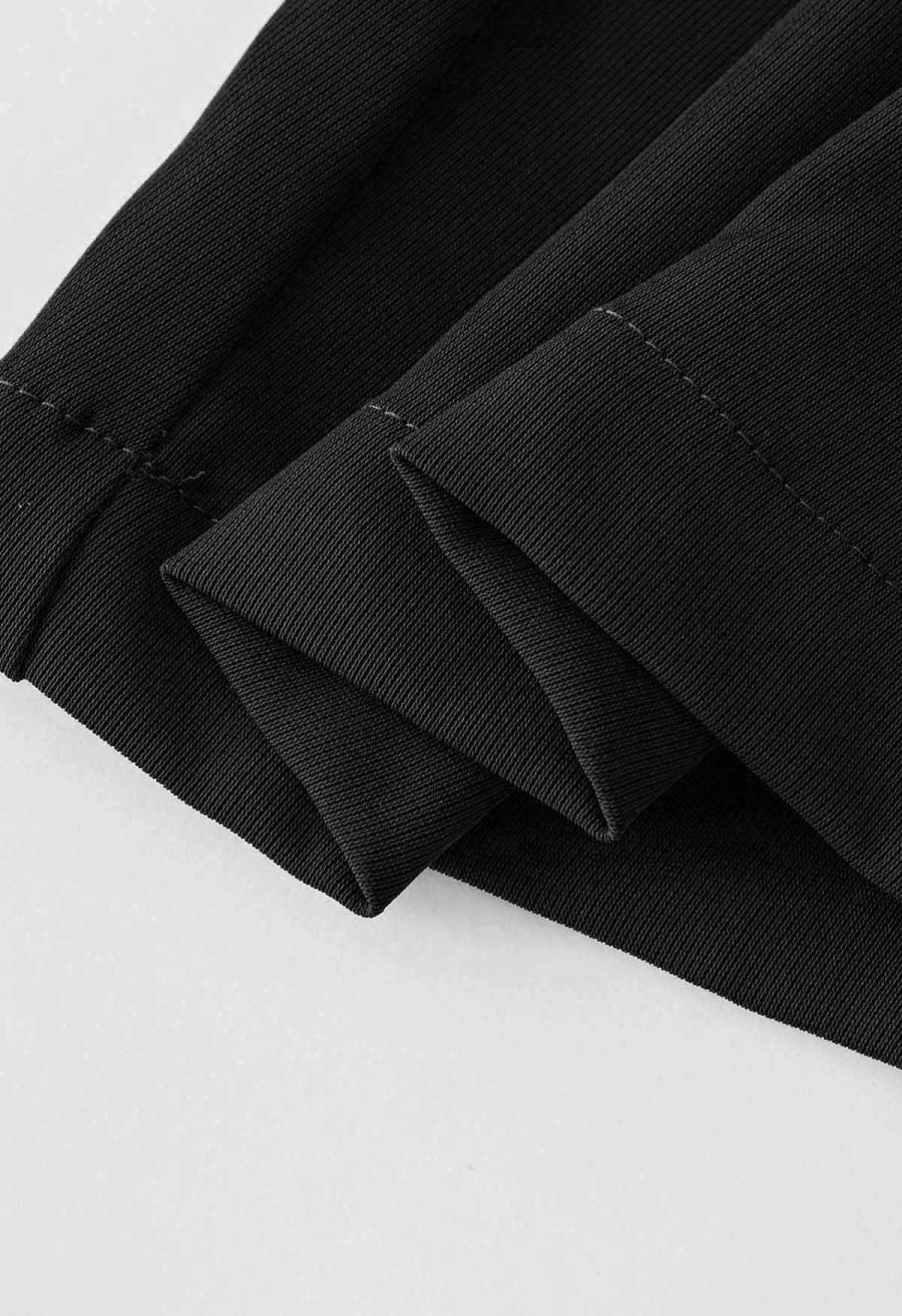 Sleek Belted Straight-Leg Pants in Black