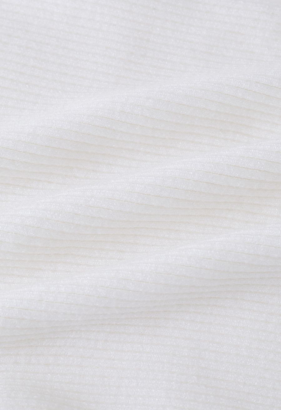 Rib Knit Bustier Tube Top in White