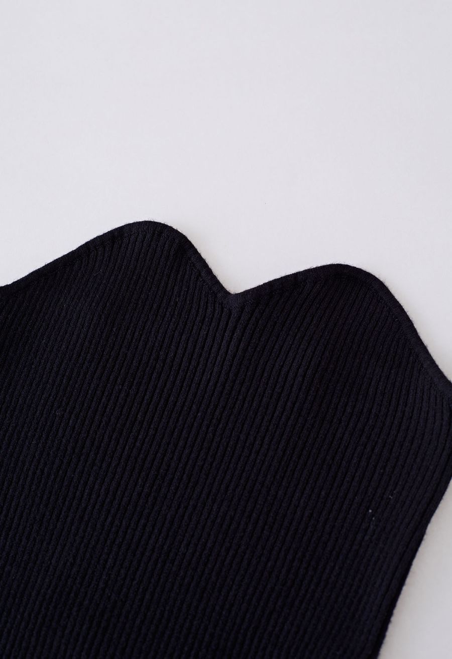 Rib Knit Bustier Tube Top in Black