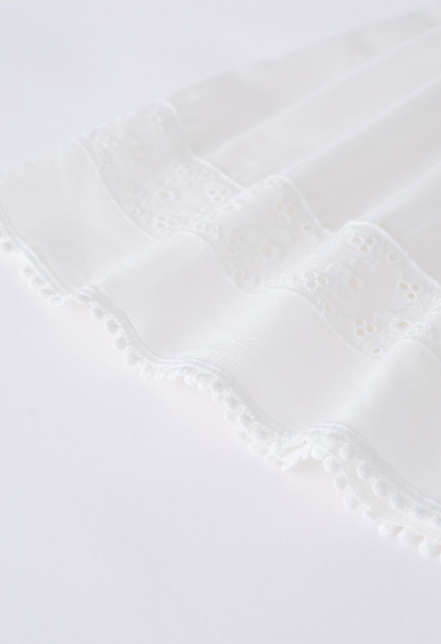 Eyelet Embroidery Panelled Button Down Dress