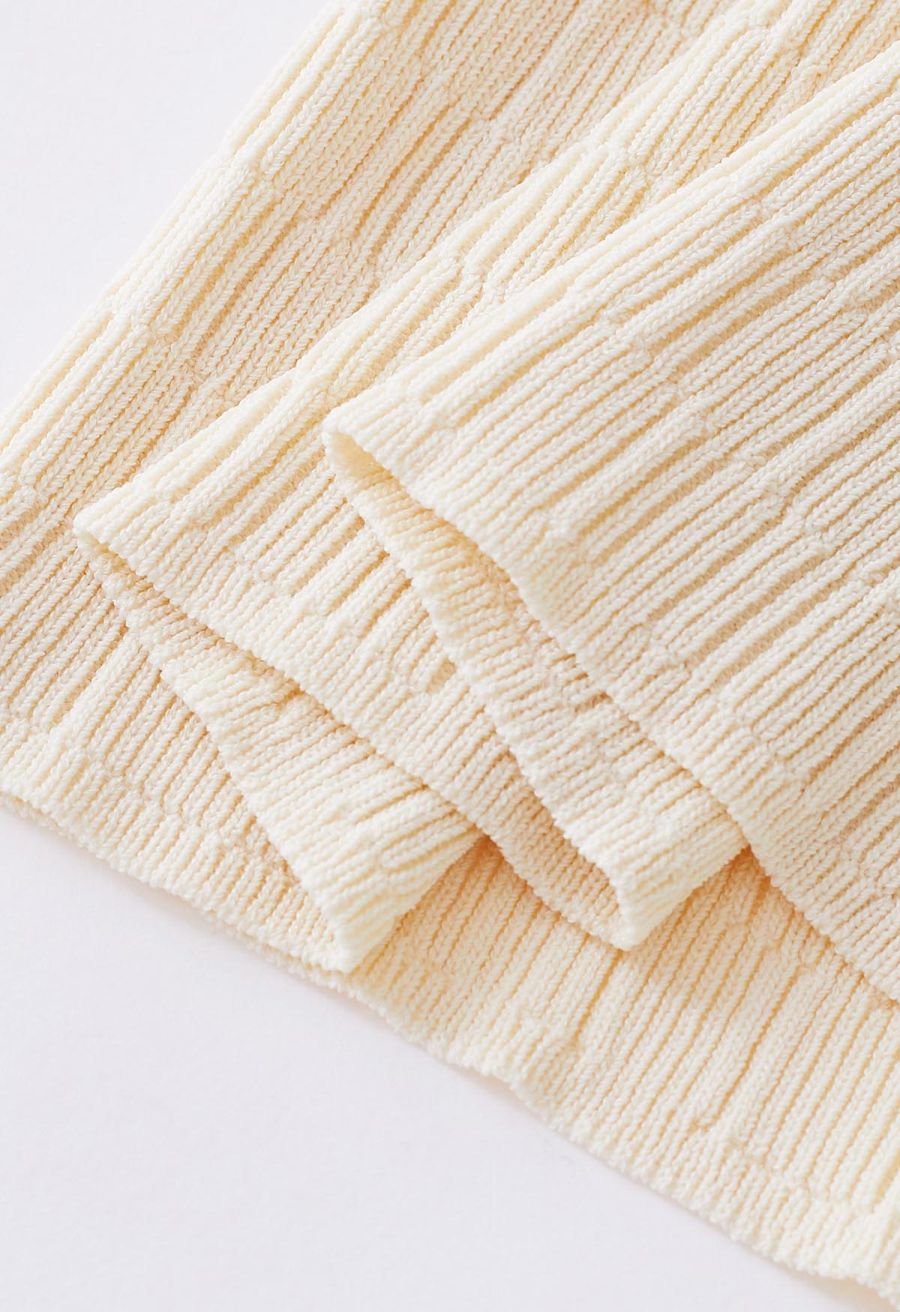 Solid Color Textured Knit Cami Dress in Cream