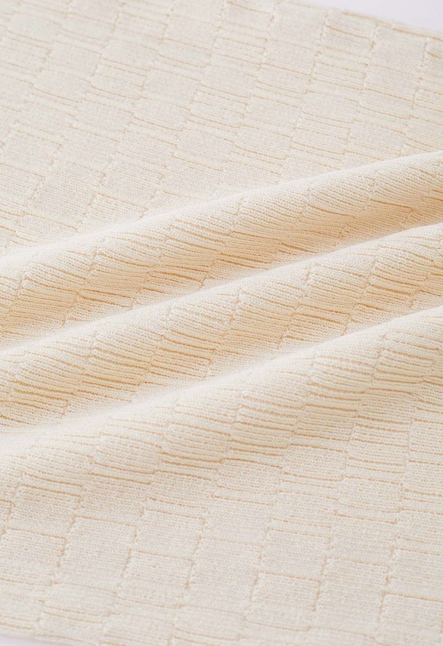 Solid Color Textured Knit Cami Dress in Cream