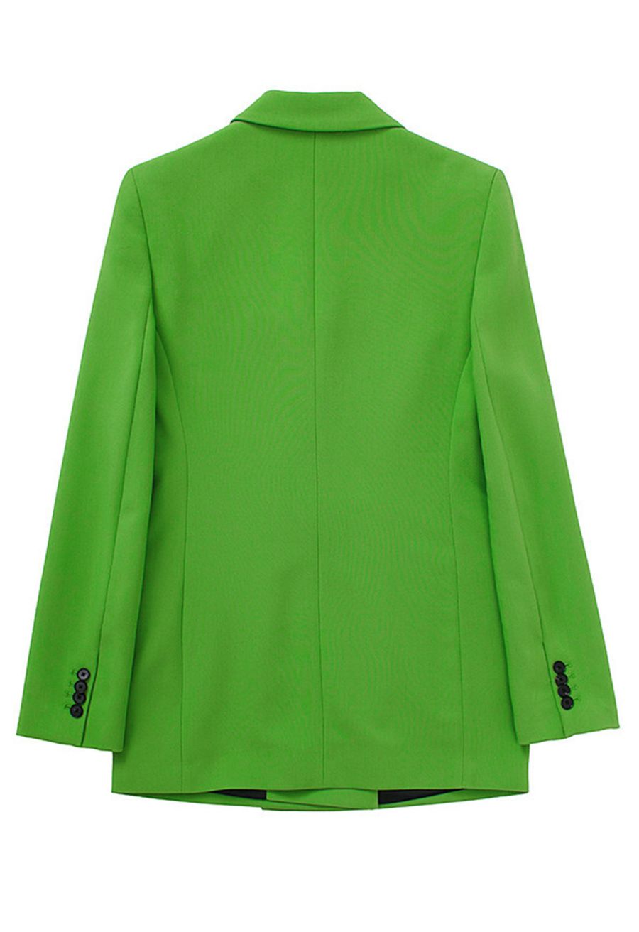 Peak Lapel Flap Pocket Double-Breasted Blazer