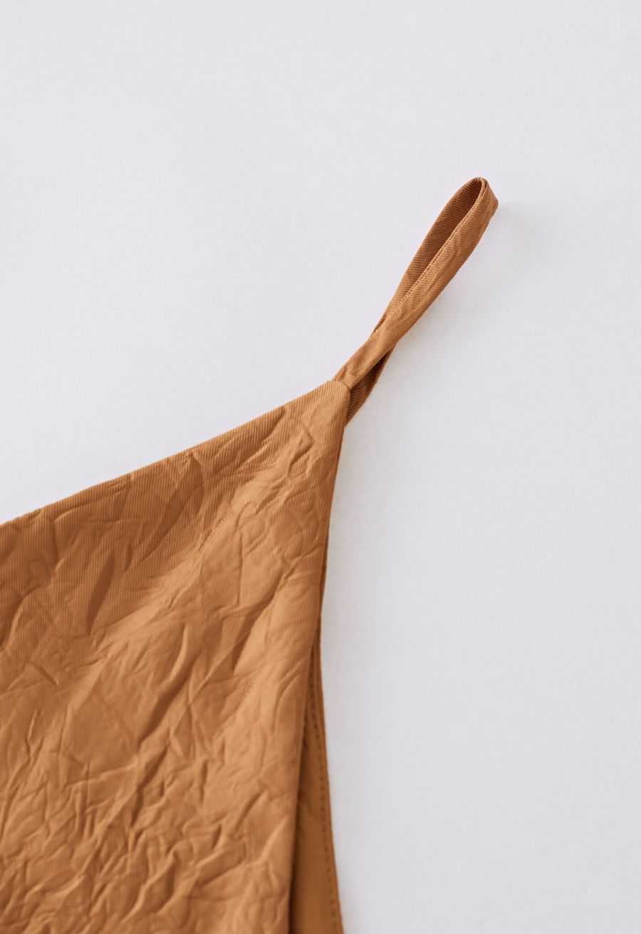 Embossed Texture V-Neck Cami Top in Pumpkin