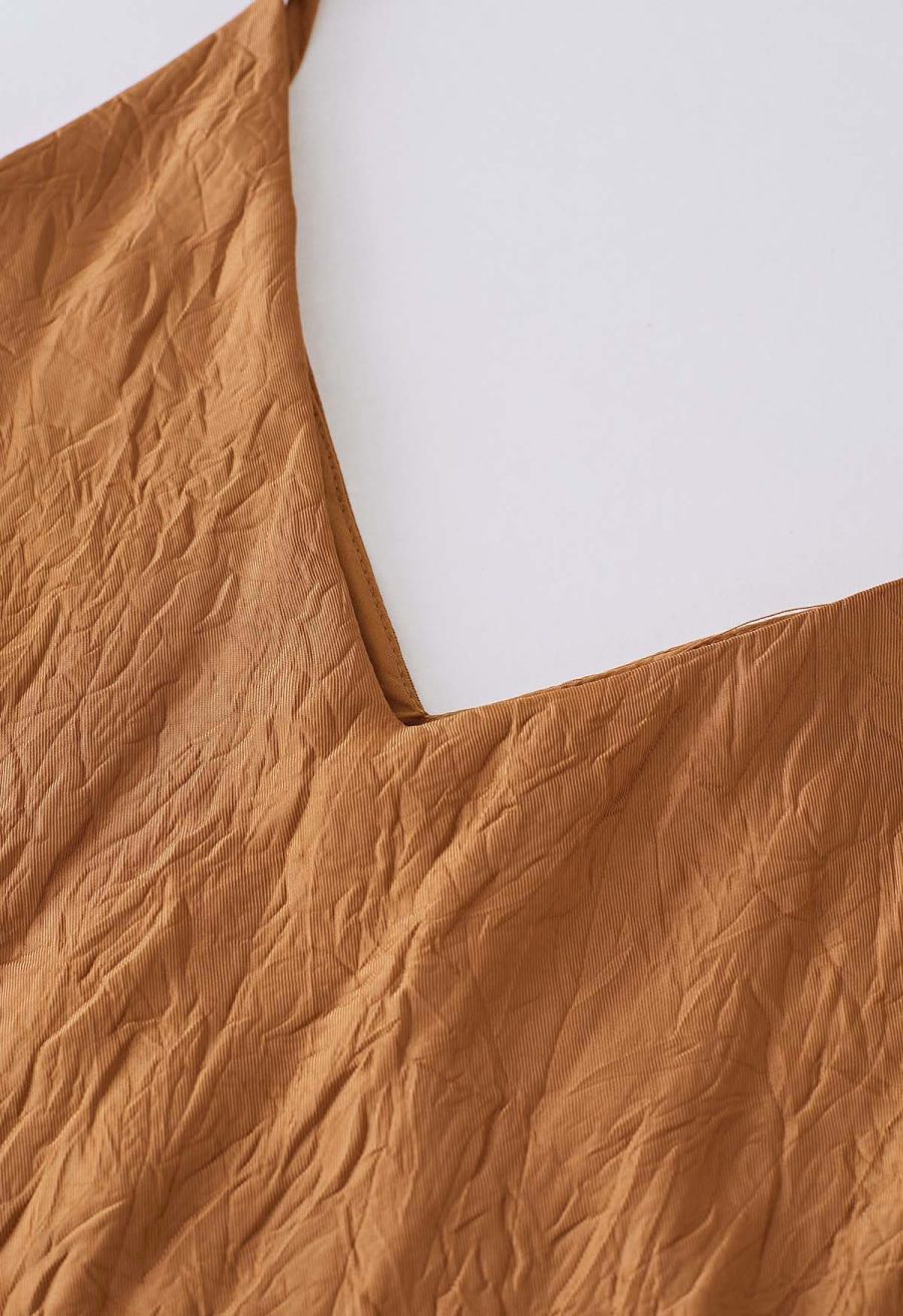 Embossed Texture V-Neck Cami Top in Pumpkin