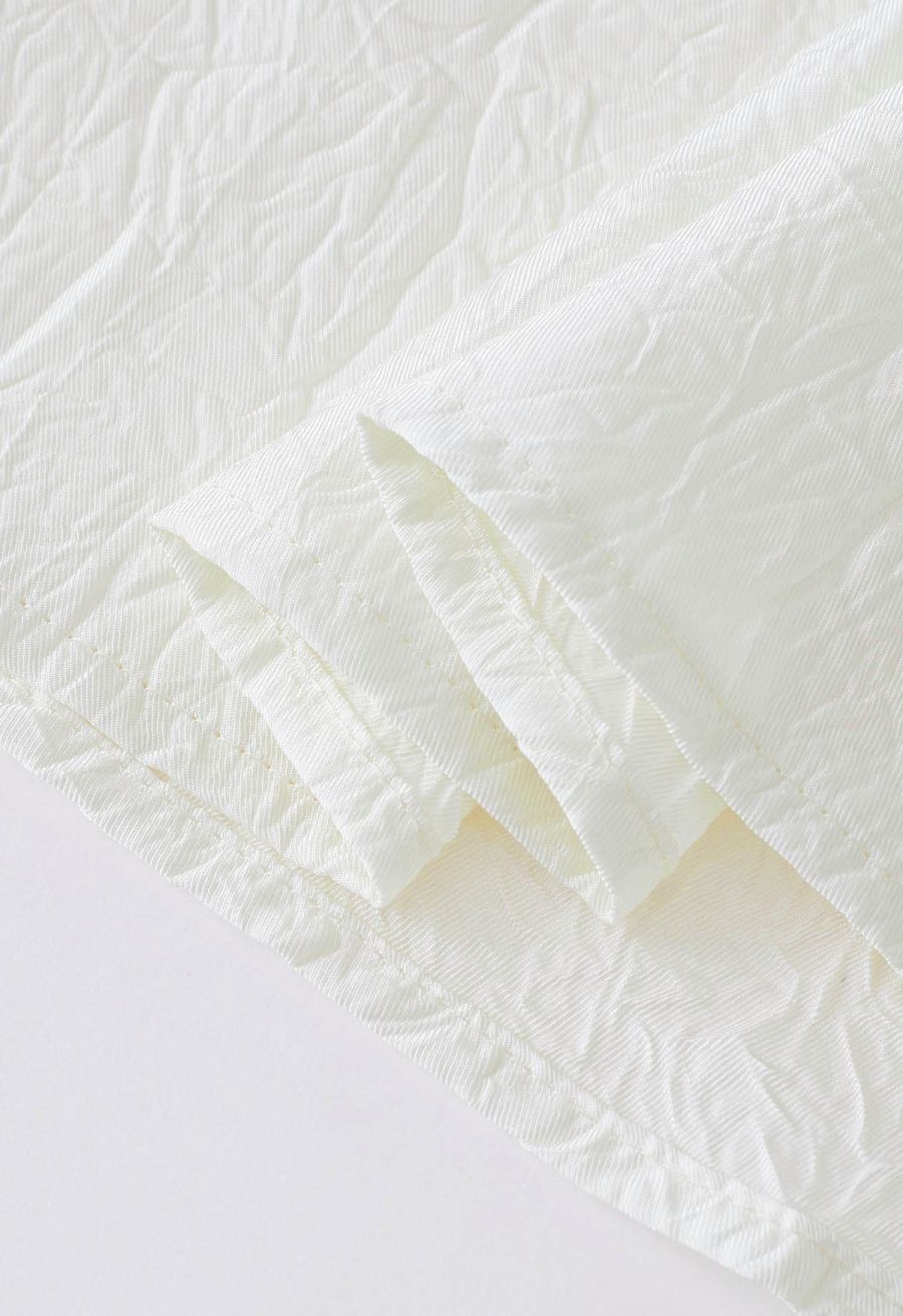 Embossed Texture V-Neck Cami Top in White