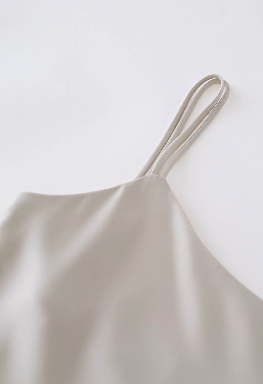 Double Straps Satin Cami Dress in Ivory