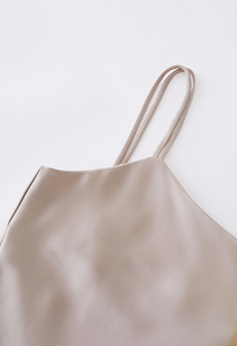 Double Straps Satin Cami Dress in Champagne