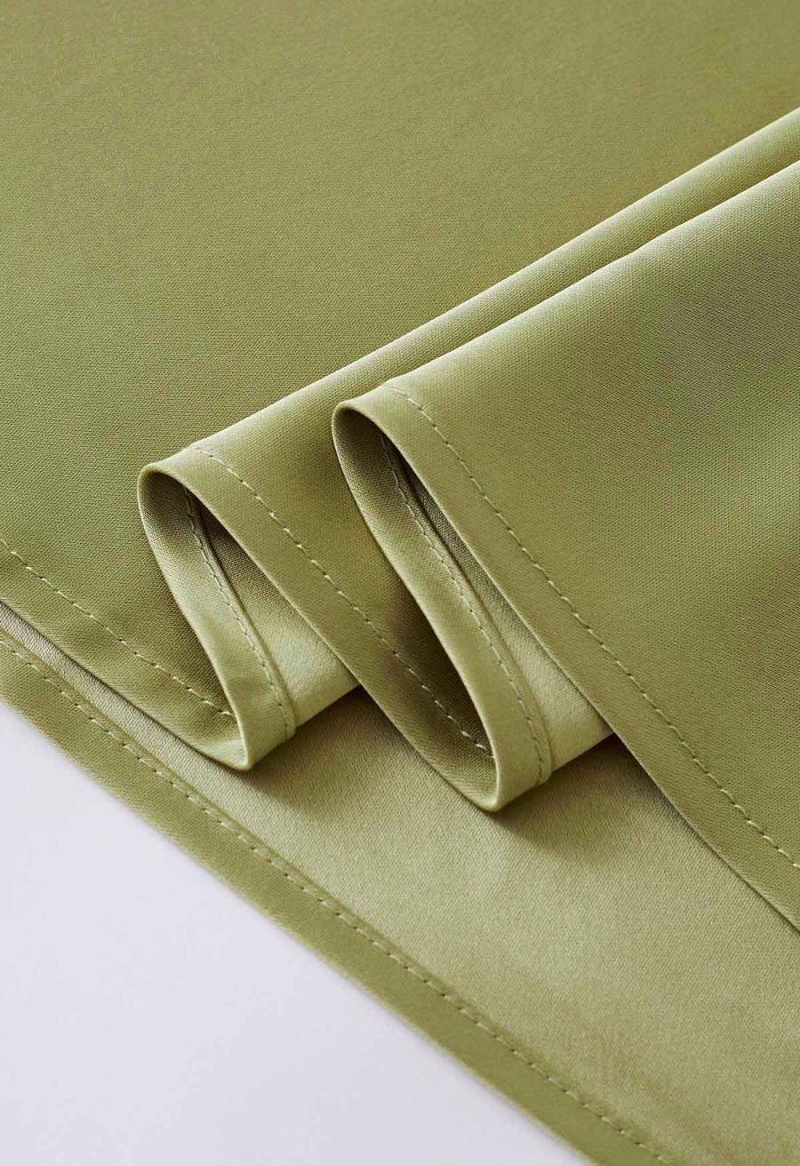 Double Straps Satin Cami Dress in Lime