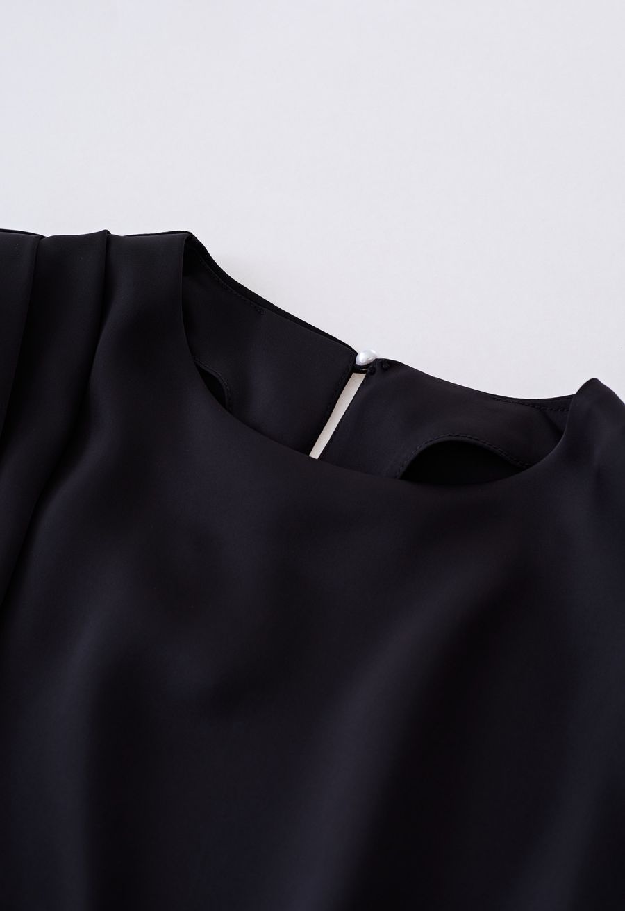 Satin Tie Back Sleeveless Top in Black