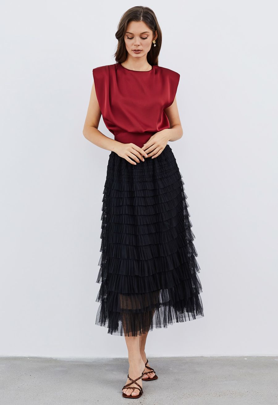 Swan Cloud Midi Skirt in Black