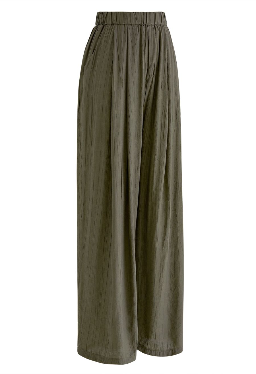 Breezy Side Pockets Wide-Leg Pants in Brown
