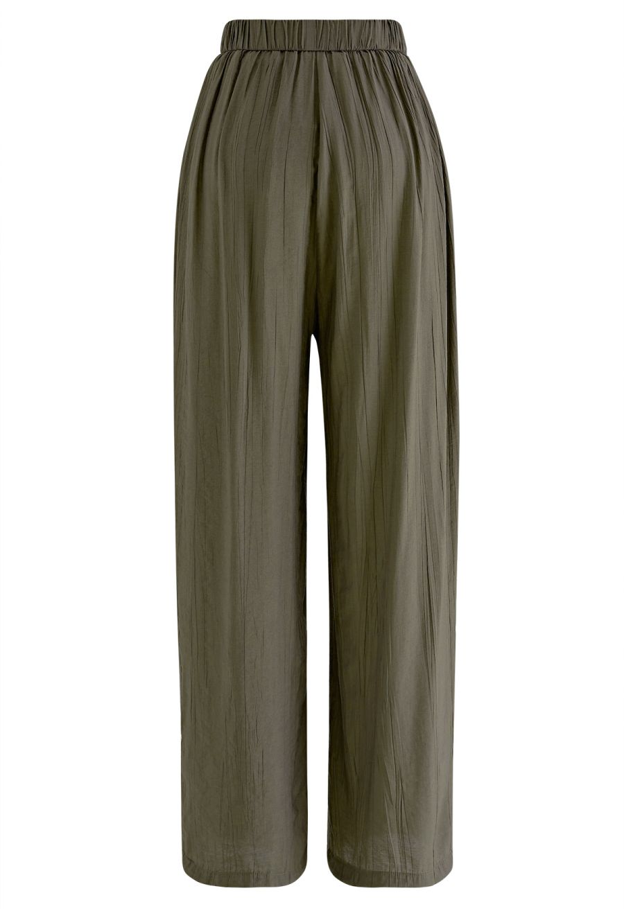 Breezy Side Pockets Wide-Leg Pants in Brown