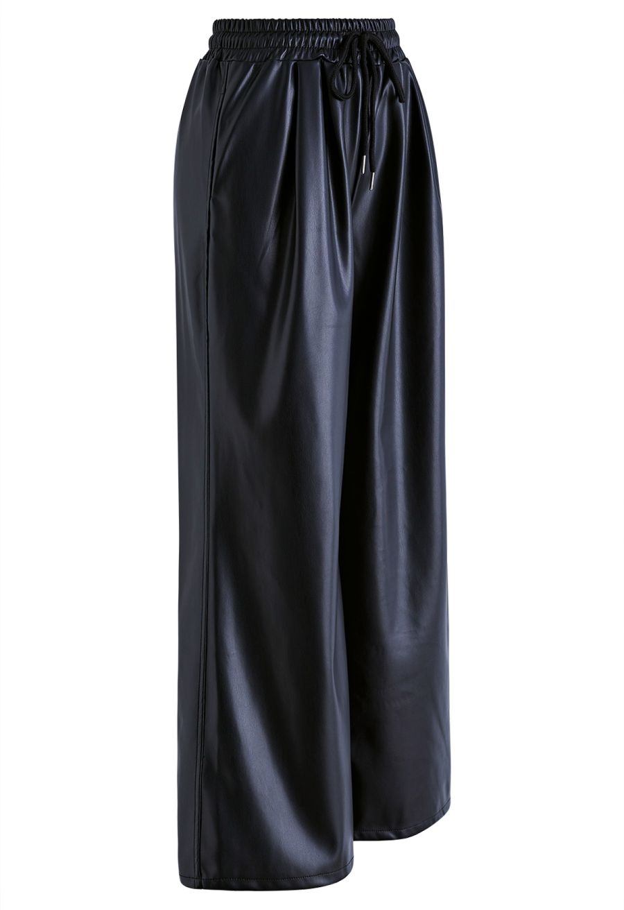 Faux Leather Straight-Leg Pants