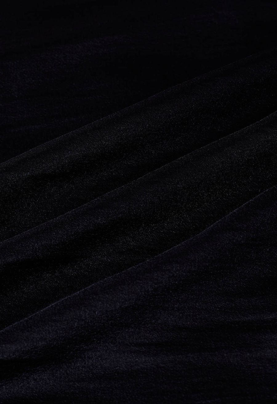 Glossy Double Strings Cami Dress in Black