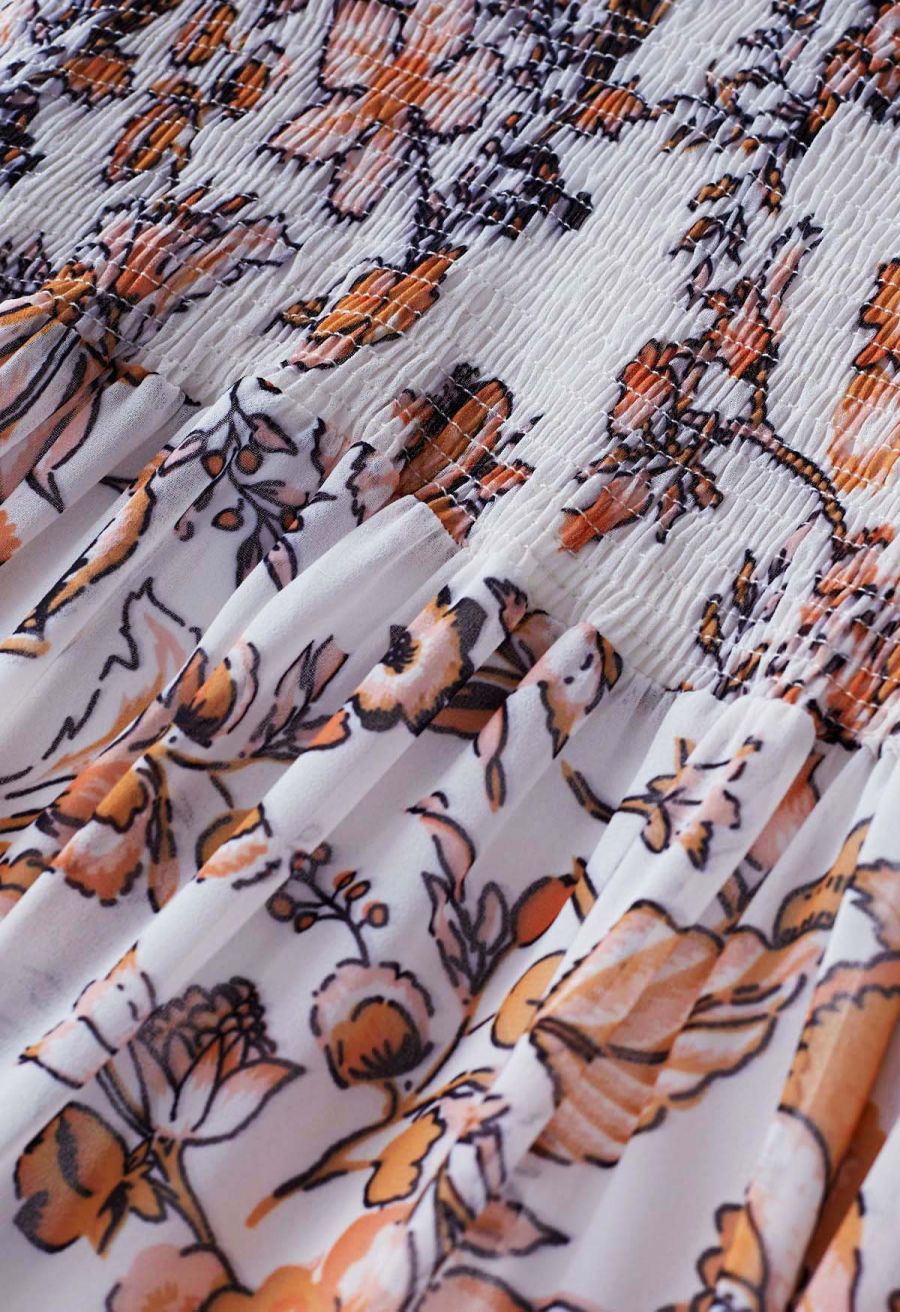 Darling Autumn Scenery Tie Neck Maxi Dress